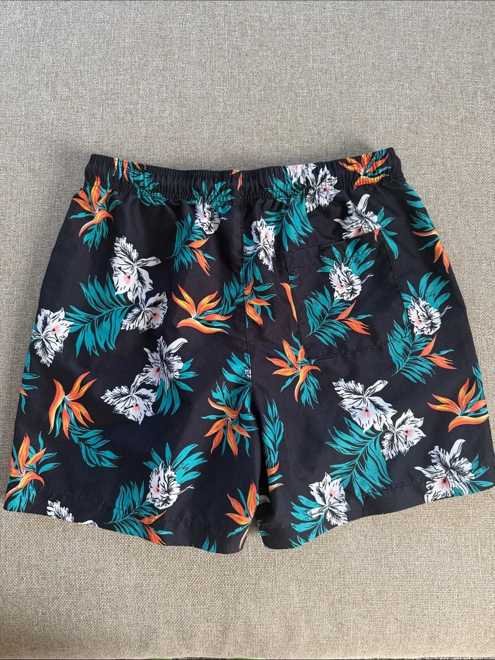 Men’s Tropical Floral Swim Trunks Black Size S